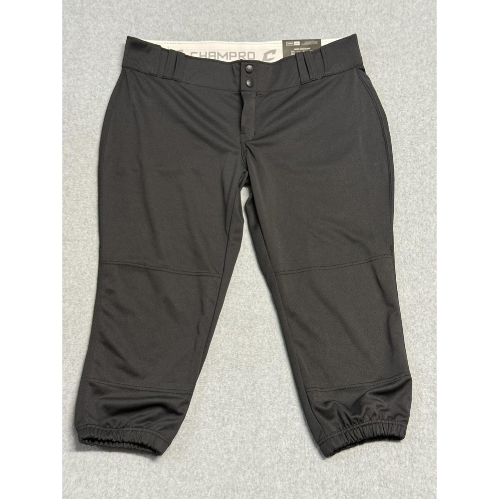 Champro Softball Pants‎ Womens 2X Black Fastpitch Capri Athletic Plus Size BP11